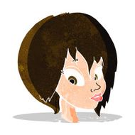 cartoon pretty female face pouting N3