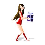 cartoon fashion girl with present N3