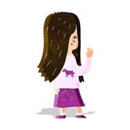 cartoon girl with pony shirt waving N3