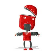funny cartoon robot with open head N3