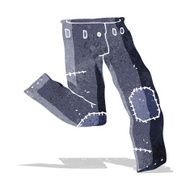cartoon patched old jeans N6