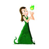 cartoon witch woman casting spell N3