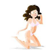 cartoon woman in underwear looking thoughtful N3