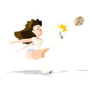cartoon female soccer player kicking ball N3