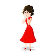 cartoon worried woman N17