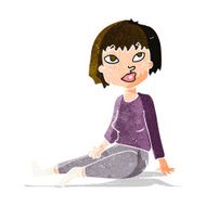 cartoon woman sitting on floor N3