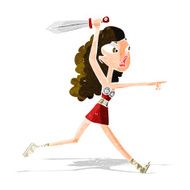 cartoon viking girl with sword N3