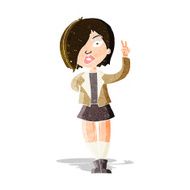 cartoon cool girl giving peace sign N3