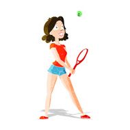 cartoon woman playing tennis N3