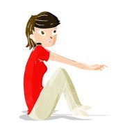 cartoon pretty girl sitting N3