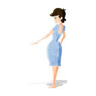 cartoon pretty woman looking at nails N2