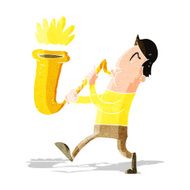 cartoon man blowing saxophone N3