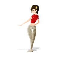 cartoon pretty girl in jeans and tee N3