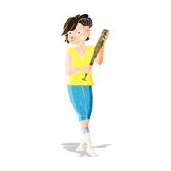 cartoon pretty punk girl with baseball bat N3