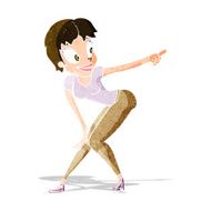 cartoon pretty woman pointing N9