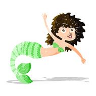cartoon pretty mermaid waving N3