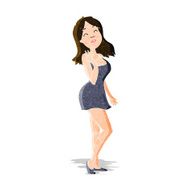 cartoon pretty woman in cocktail dress N3