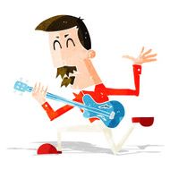 cartoon man playing electric guitar N6
