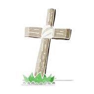 cartoon wooden cross grave N7