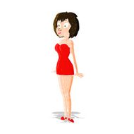 cartoon surprised woman in short dress N3