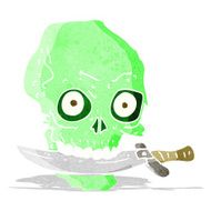 cartoon pirate skull with knife in teeth N3