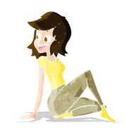 cartoon pretty woman looking happy N3