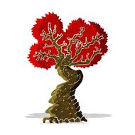 cartoon big red old tree