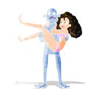 cartoon swamp monster carrying woman in bikini N3