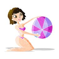 cartoon bikini girl with beach ball N3