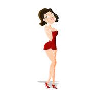 cartoon attractive woman in short dress N3