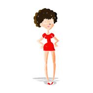 cartoon happy woman with hands on hips N4
