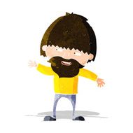 cartoon happy bearded man waving N3