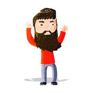 cartoon bearded man waving arms N3