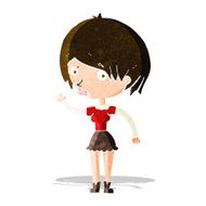 cartoon waving woman N28