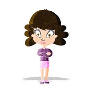 cartoon happy woman with folded arms N4