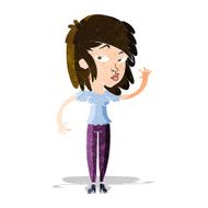 cartoon pretty woman waving N19