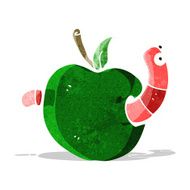cartooon worm in apple N2