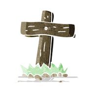 cartoon wooden cross grave N8