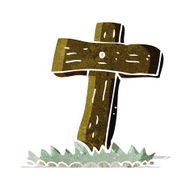 cartoon wooden cross grave N9