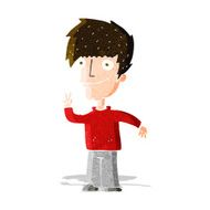 Cartoon Man Giving Peace Sign N14