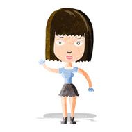 cartoon waving woman N30