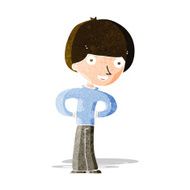 cartoon happy boy with hands on hips N3