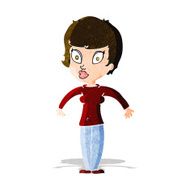 cartoon woman shrugging shoulders N103