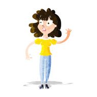 cartoon worried woman waving N5