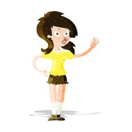 cartoon pretty woman waving for attention N3