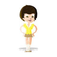cartoon pretty woman with hands on hips N5