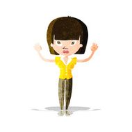 cartoon woman with raised hands N3