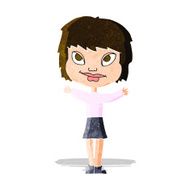 cartoon woman waving arms N5