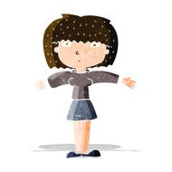 cartoon woman shrugging shoulders N105