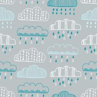 Seamless pattern of doodle clouds